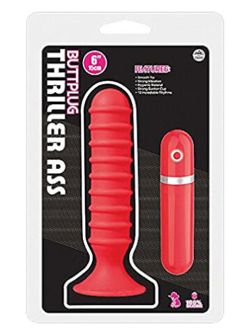 Thriller Ass Ribbed Butt Plug Red